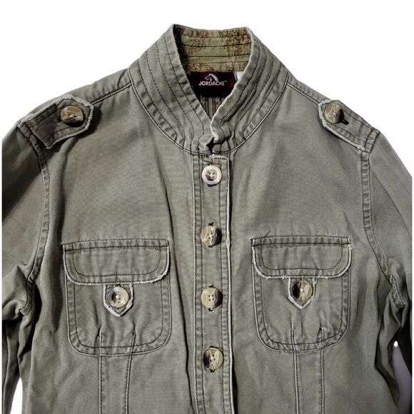 𝅺JORDACHE Denim Jean Jacket Size M 7/9 Juniors Green - Picture 3 of 9